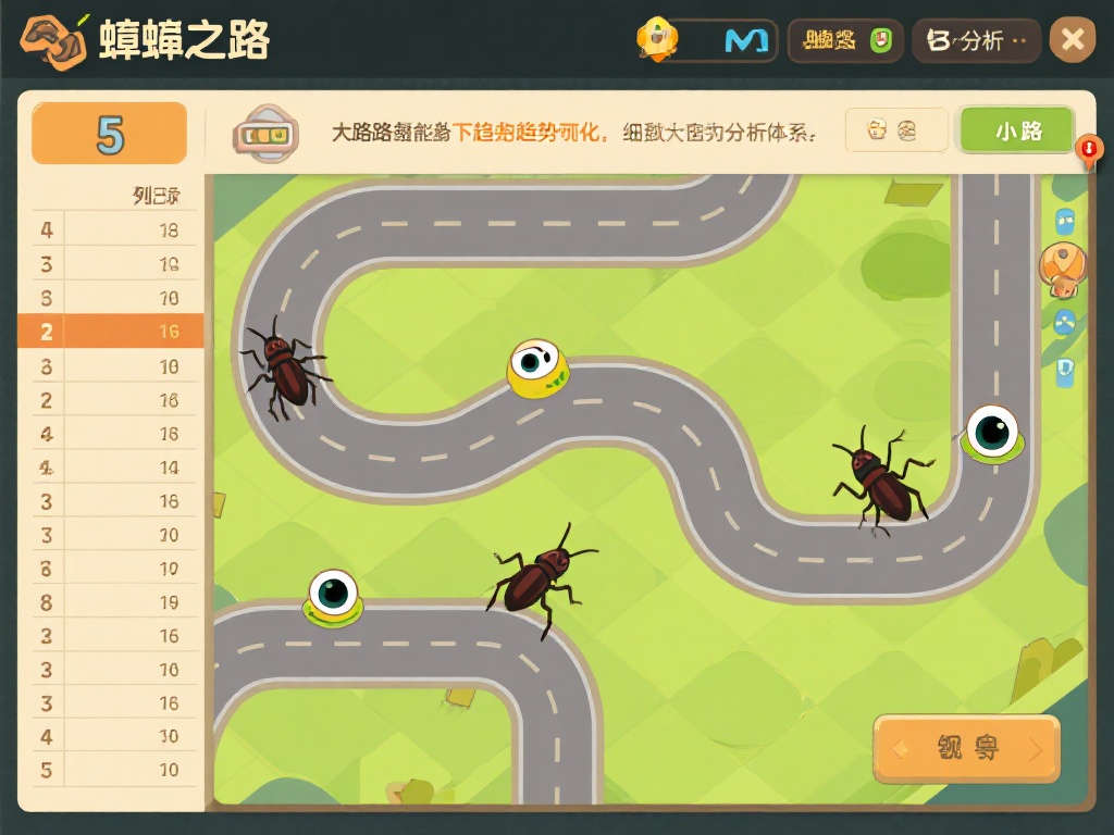 蟑螂路：从第五列开始记录，它与大路、大眼仔和小路一